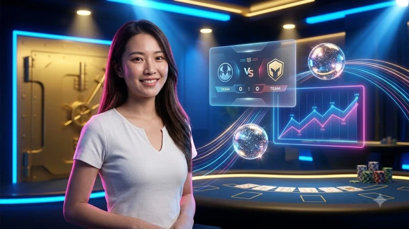 Ảnh minh họa không gian thi đấu esports hoành tráng với ánh sáng neon