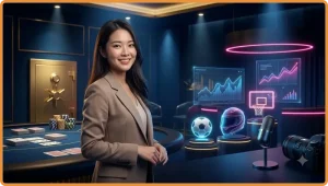 Ảnh minh họa không gian thi đấu esports hoành tráng với ánh sáng neon