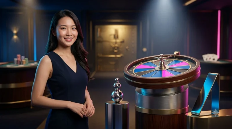 Bàn roulette CM88 được trình bày như một bàn chơi hiện đại và thanh lịch trong môi trường sang trọng