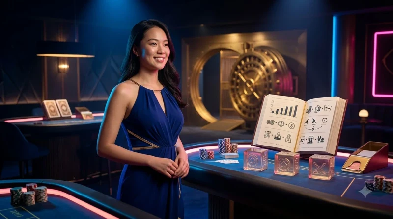 Bộ bài blackjack với biểu tượng trừu tượng đại diện cho các hành động chơi