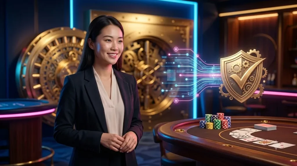 Biểu tượng khiên bảo mật và thẻ bài trong game bài online