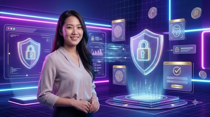 Hình minh họa lợi ích của bảo mật tài khoản CM88 với các lớp bảo vệ và biểu tượng xác minh