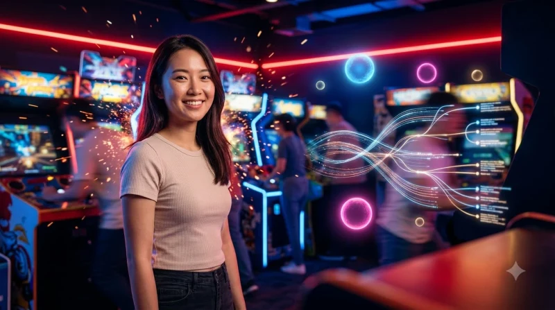 Người chơi đang quan sát các đường thanh toán slot trên màn hình hiện đại